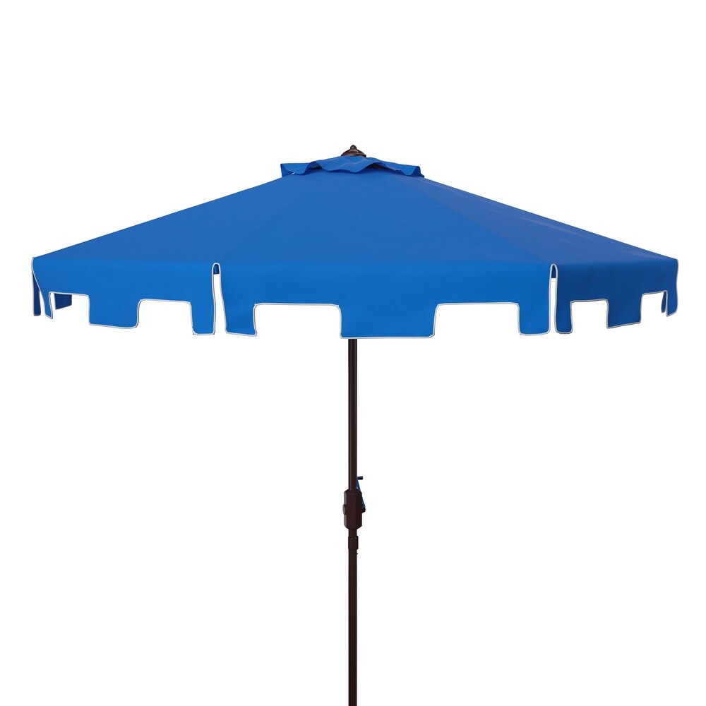 SAFAVIEH Zimmerman Aluminum Tilt and Crank 9 foot Crank Market Patio Umbrella With Flap.