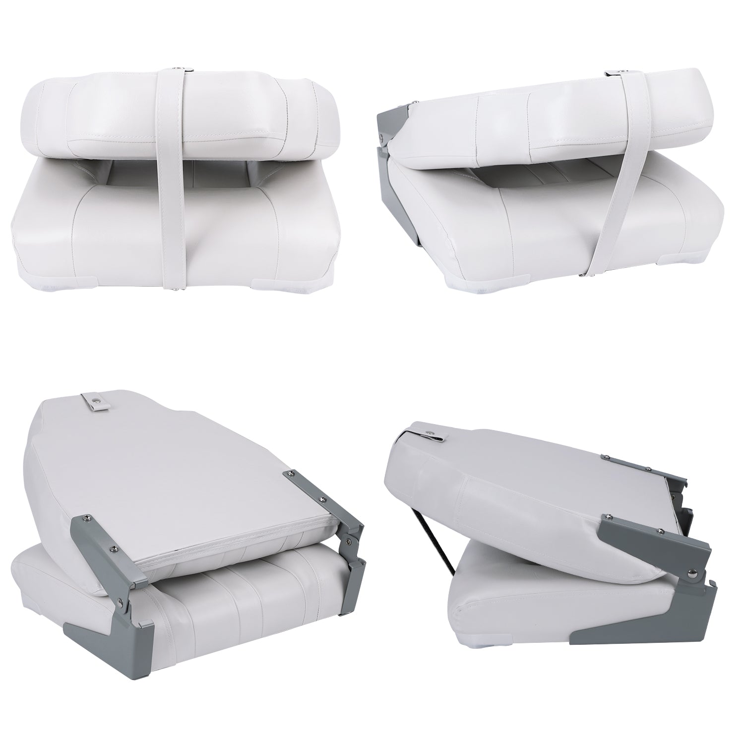 NORTHCAPTAIN S1 Deluxe High Back Folding Boat Seat，Stainless Steel Screws Included，White(2 Seats)