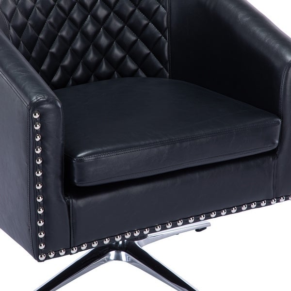 Swivel Barrel chair living room chair with nailheads and Metal base