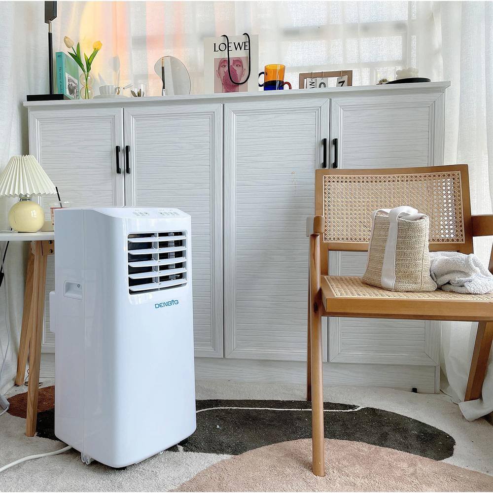 JEREMY CASS 7000 of BTU (5100 BTU DOE) Portable Air Conditioner Cools 270 sq. ft. with Fans and Dehumidifier with 2 Speeds in White JHS-A019G