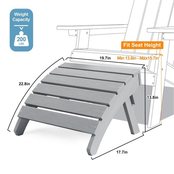 WINSOON 2Piece All Weather HIPS Outdoor Adirondack Chair with CupHolder and Ottoman