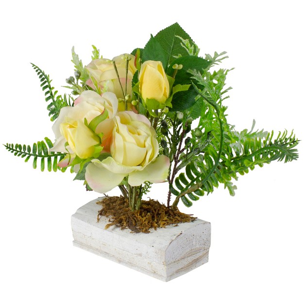 Ranunculus And Rose Floral Spring Wooden Statue Tabletop Decor