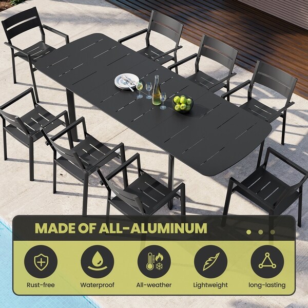 Extendable Patio Dining Table with Butterfly Leaf，Rectangular Extension Table，Expandable Outdoor Table