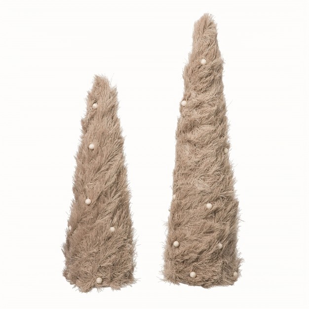 Transpac Polyester Brown Christmas Trees Set Of 2