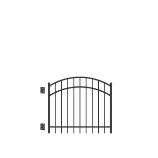 Barrette Outdoor Living Natural Reflections Standard-Duty 4 ft. W x 3 ft. H Black Aluminum Arched Pre-Assembled Fence Gate 73009456