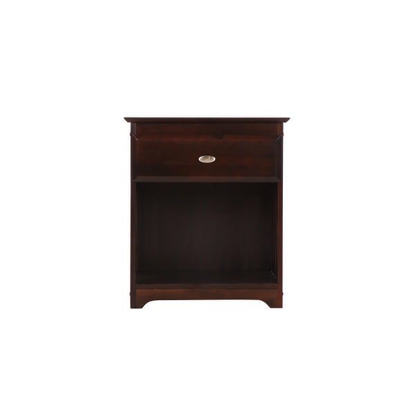 American Furniture Classics Model 82960， Solid Pine Nightstand with One Drawer and Open Storage in Dark Espresso - - 33790711