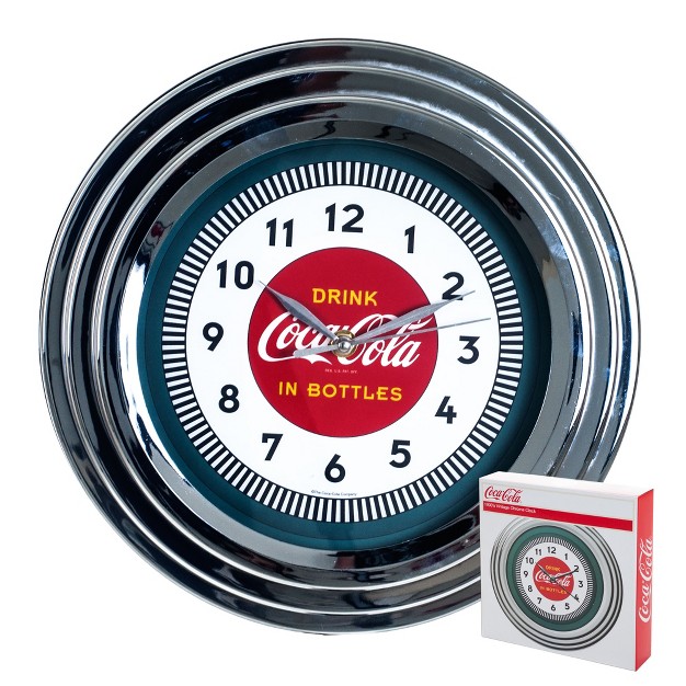 Coca cola Clock W chrome Finish 1930s Style 11 75 Inches