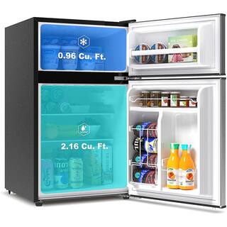 Whirlpool 3.1 cu. ft. Mini Fridge in Stainless Steel with Dual Door True Freezer WHR31TS4E