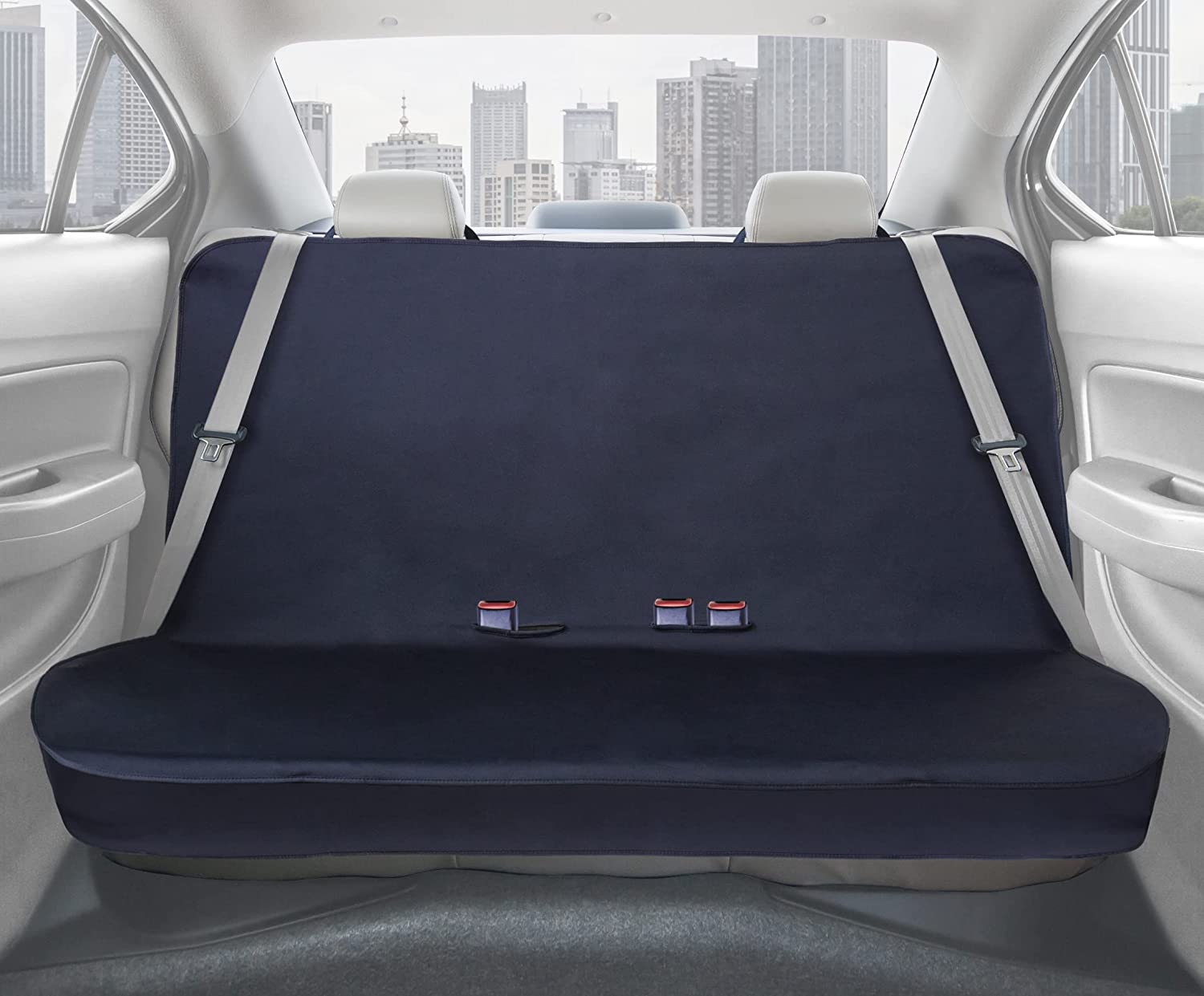 Goodyear Waterproof Car Back Seat Covers， Made of Liquid and Stain Repelling Neoprene， Machine Washable， For Sedans and SUVs