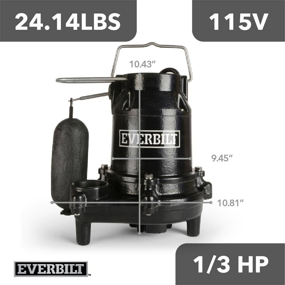 Everbilt 13 HP Cast Iron Sump Pump HDS30