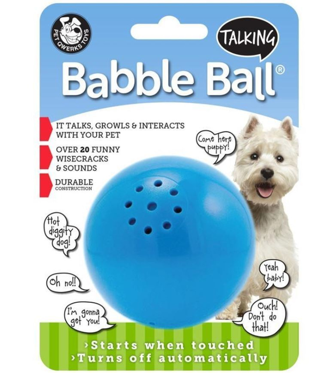 Pet Qwerks Medium Talking Babble Ball Dog Toy