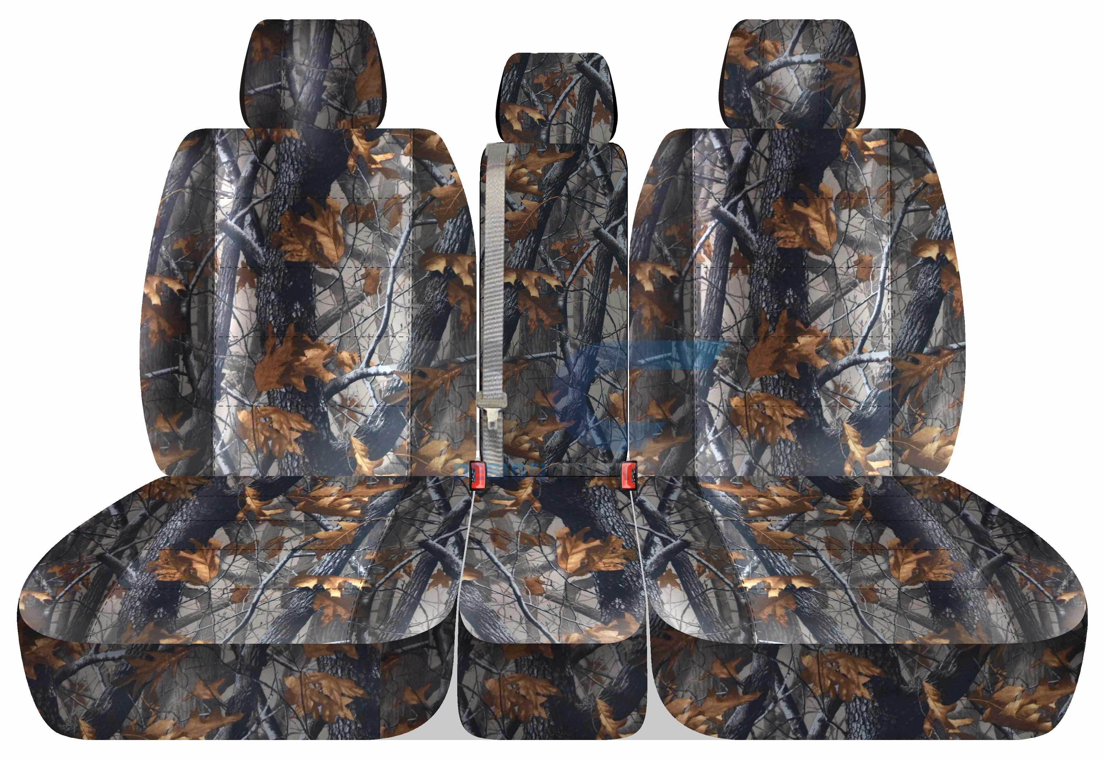 T172-Designcovers Compatible with 2011-2014 Ford F-150 Camouflage Truck Seat Covers (Front 40/20/40 Split Bench) w 3 Headrests， Solid Console:Camo Gray Real Tree