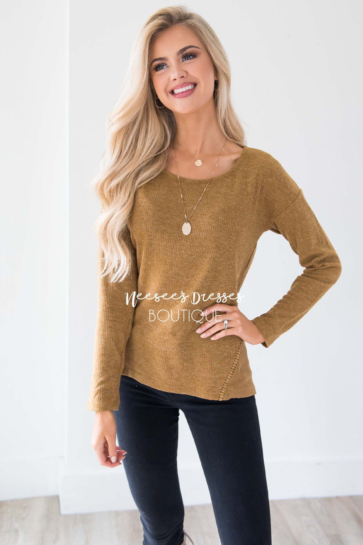 Ribbed Camel Ladder Lace Detail Thermal