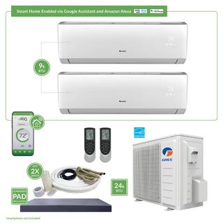 GREE Gen3 Smart Home Dual-Zone 24000 BTU 2 Ton Ductless Mini Split Air Conditioner  Heat Pump - 25 ft. Install Kit - 230V MULTI24VIR212HP