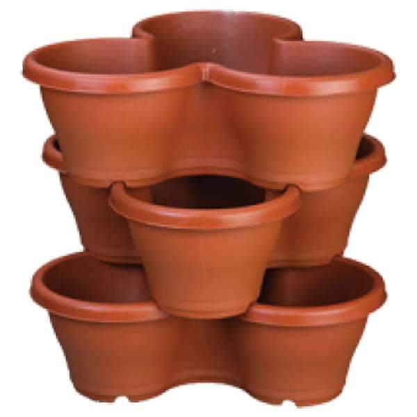 17.3 inch (44 cm) Flower Tower, Plastic Stack Pot (Terracotta Color, 1 Stack) (set of 3)