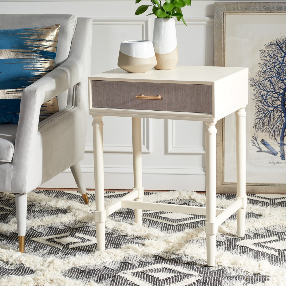 Arnel One Drawer Accent Table White   French Country   Side Tables And End Tables   by AED Luxury Home Decor  Houzz