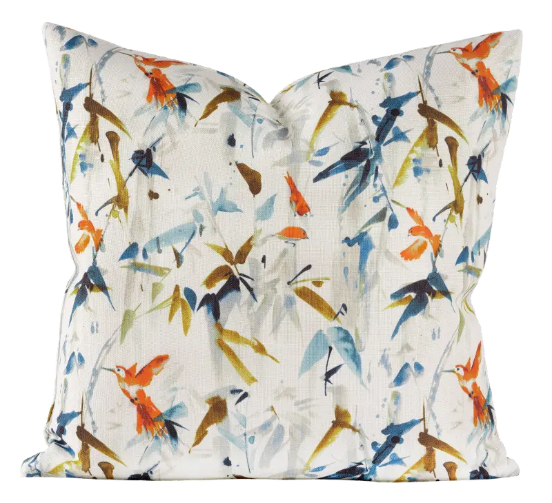 Multi Color Hummingbird Summer 20 Inch Feather Throw Pillow