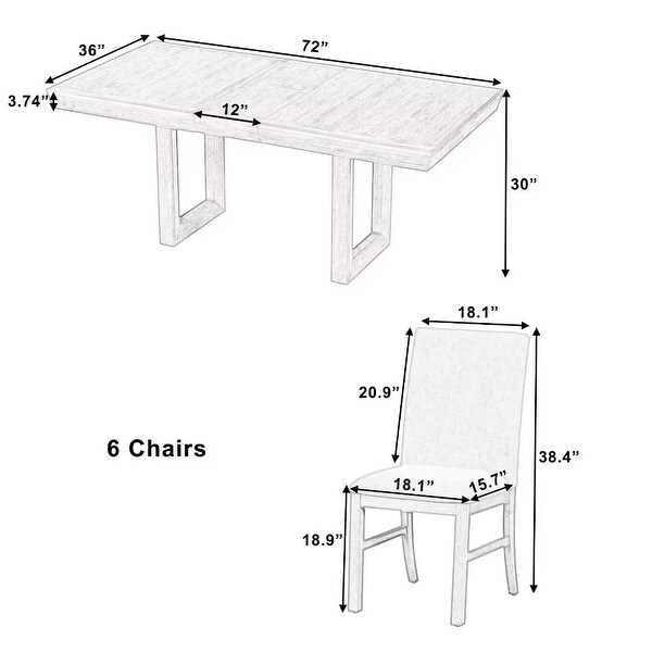 Extendable Dining Table Set，with Butterfly Leaf and6 Upholstered chair