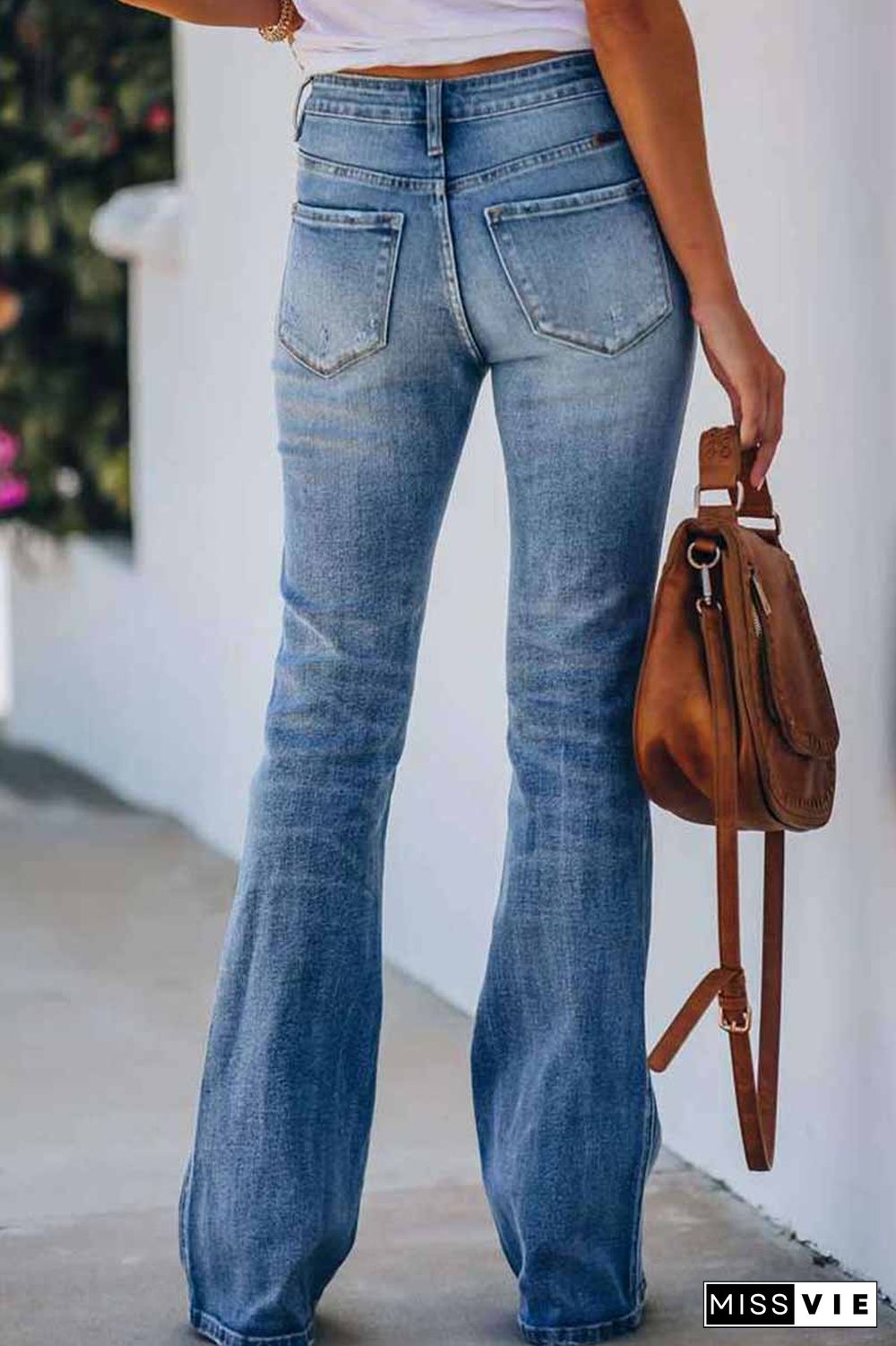 Women Jeans Mid Rise Fitted Denim Pants