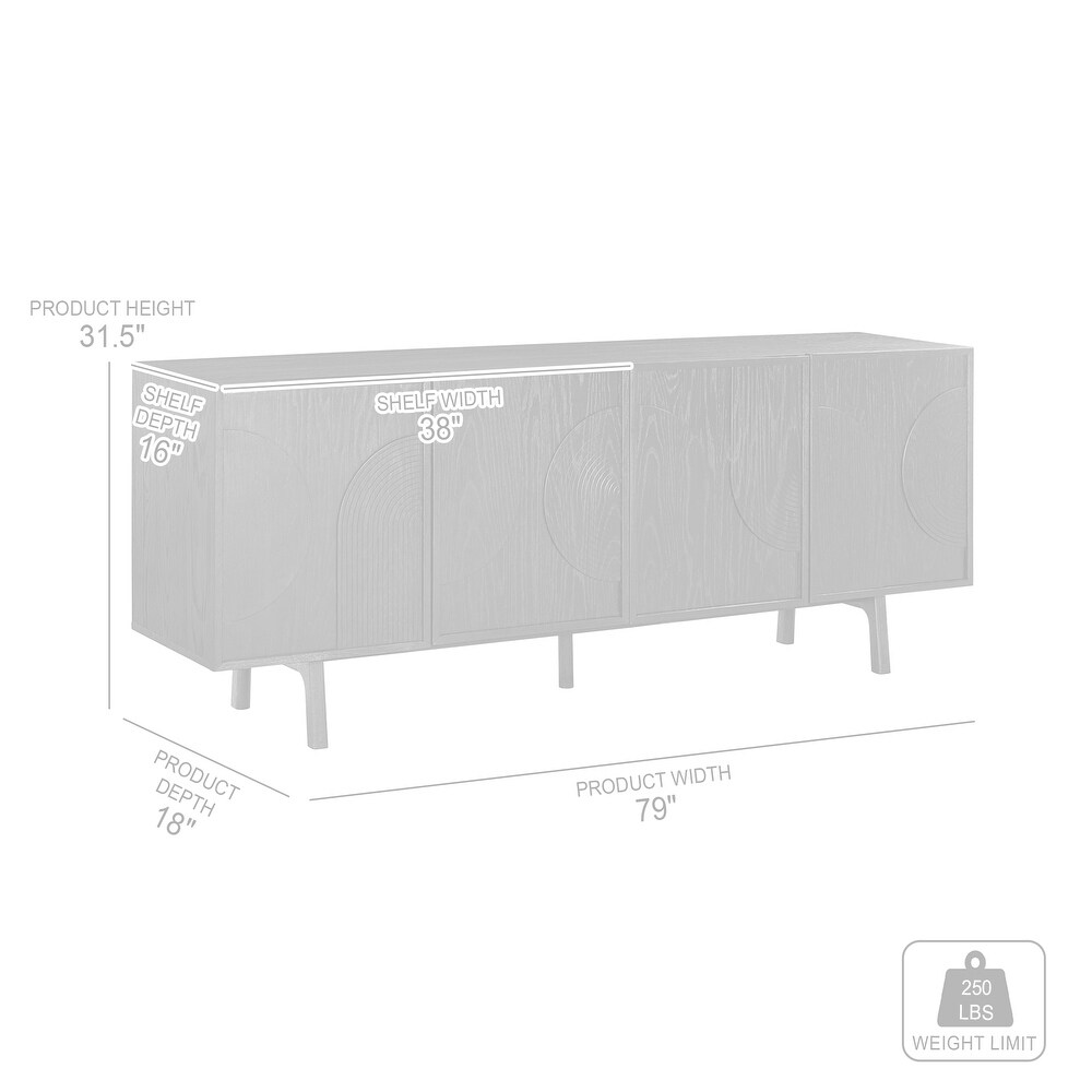 Holland Modern Black Oak 4 Door Sideboard Buffet