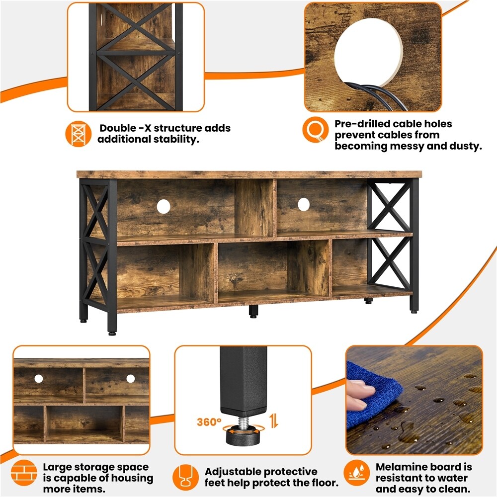 Yaheetech 65 Inch Industrial TV Stand with 5 Storage Cabinets for TVs