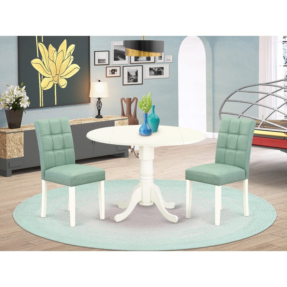 East West Furniture Dining Table Set Contains a Round Kitchen Table and Chairs  Linen White (Pieces Options)