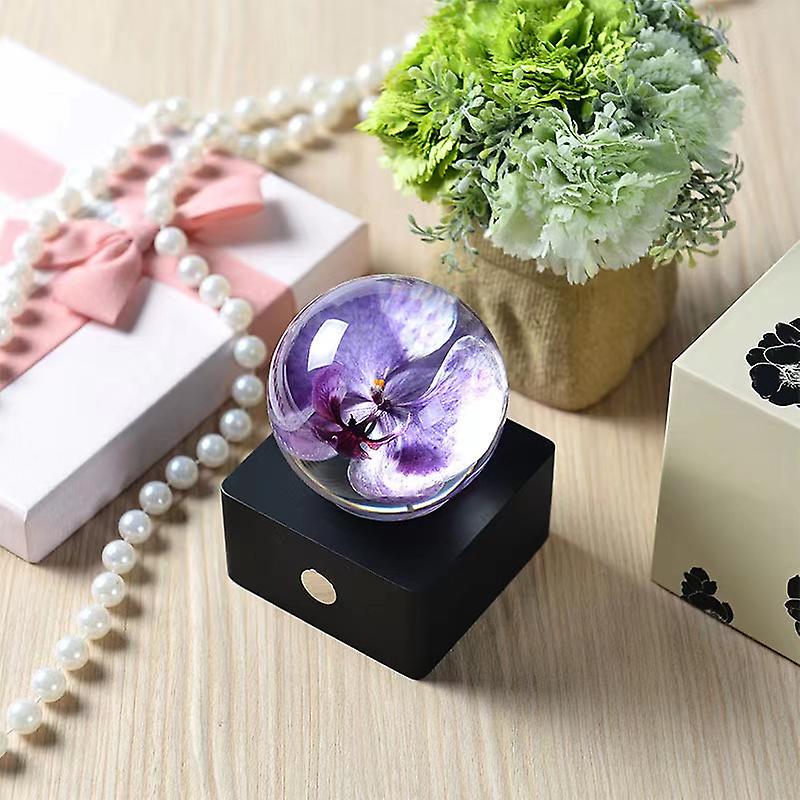 Crystal Ball Nightlight Phalaenopsis Night Light Creative Birthday Gift Beech Base Luminous Resin Led Lamp Pendant