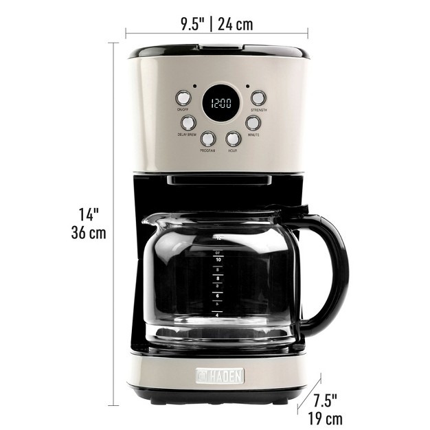 Haden 75032 Heritage Innovative 12 Cup Capacity Programmable Vintage Retro Home Countertop Coffee Maker Machine With Glass Carafe