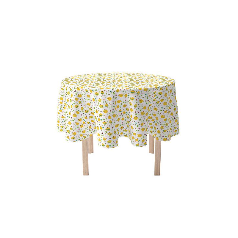 Round Tablecloth， 100% Cotton， 60 Round， Dancing Chickens