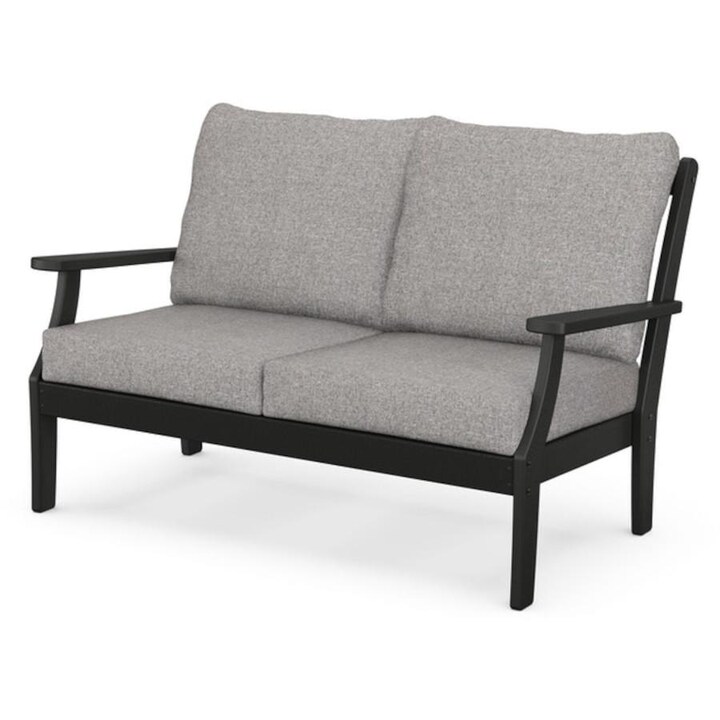 POLYWOOD Braxton Deep Seating Settee in Black / Grey Mist