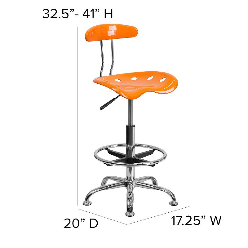 Flash Furniture Bradley Orange Tractor Seat Drafting Stool