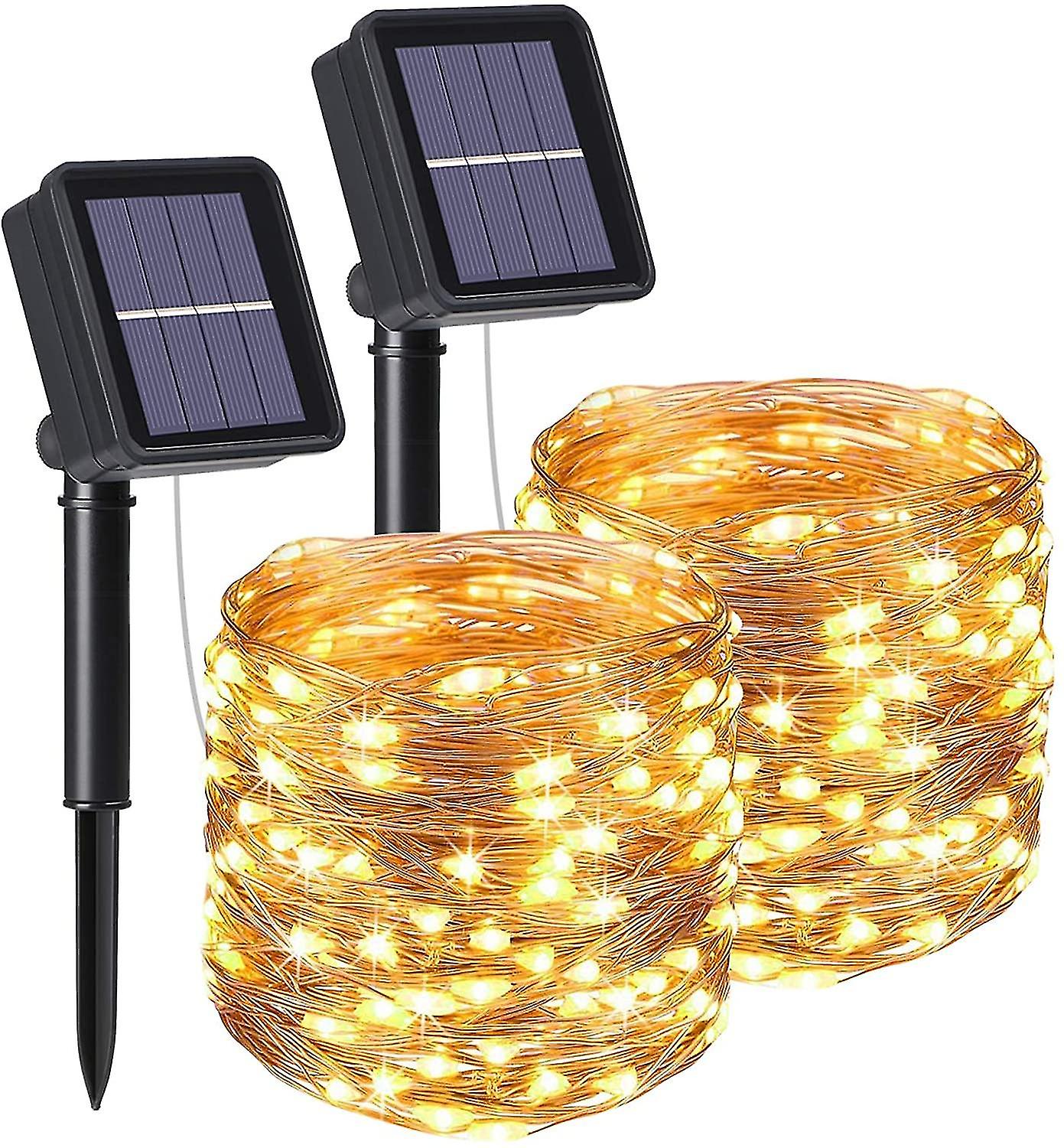 Solar String Lights， 2pcs Garden Lights (100 Led 8 Modes)10m/33ft， Outdoor Waterproof Solar Lamp， Waterproof Decorated Light For Christmas， Wedding， P