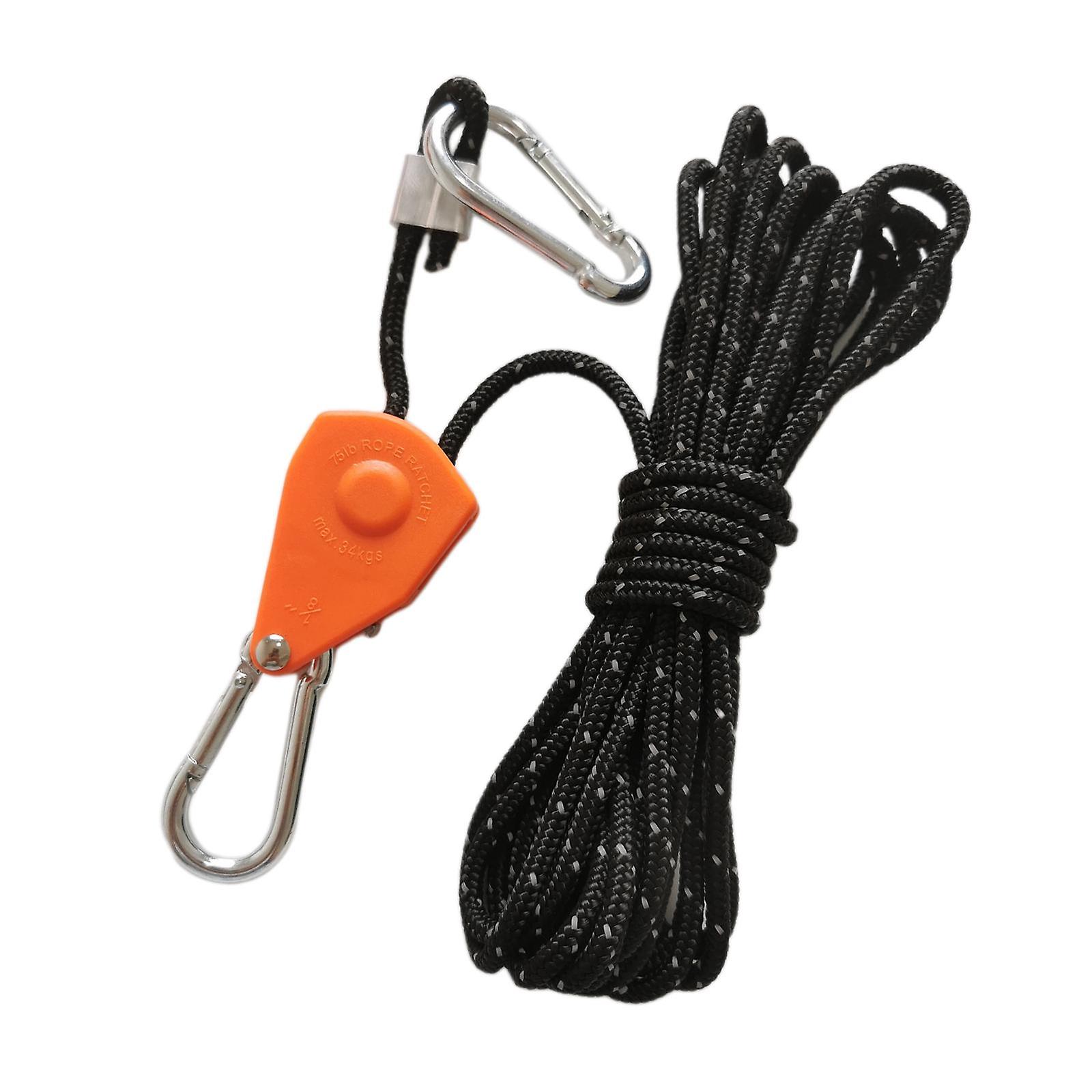 Rope Hanger Ratchet Tightener Grow Light Hangers For Outdoor Canopy Climbing 4m Black