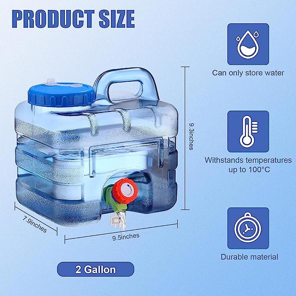 Water Storage Containers With Spigot Camping Water Container 2 Gallon Portable Large Water Tank With Faucet Emergency Water Storage For Outdoor Campin