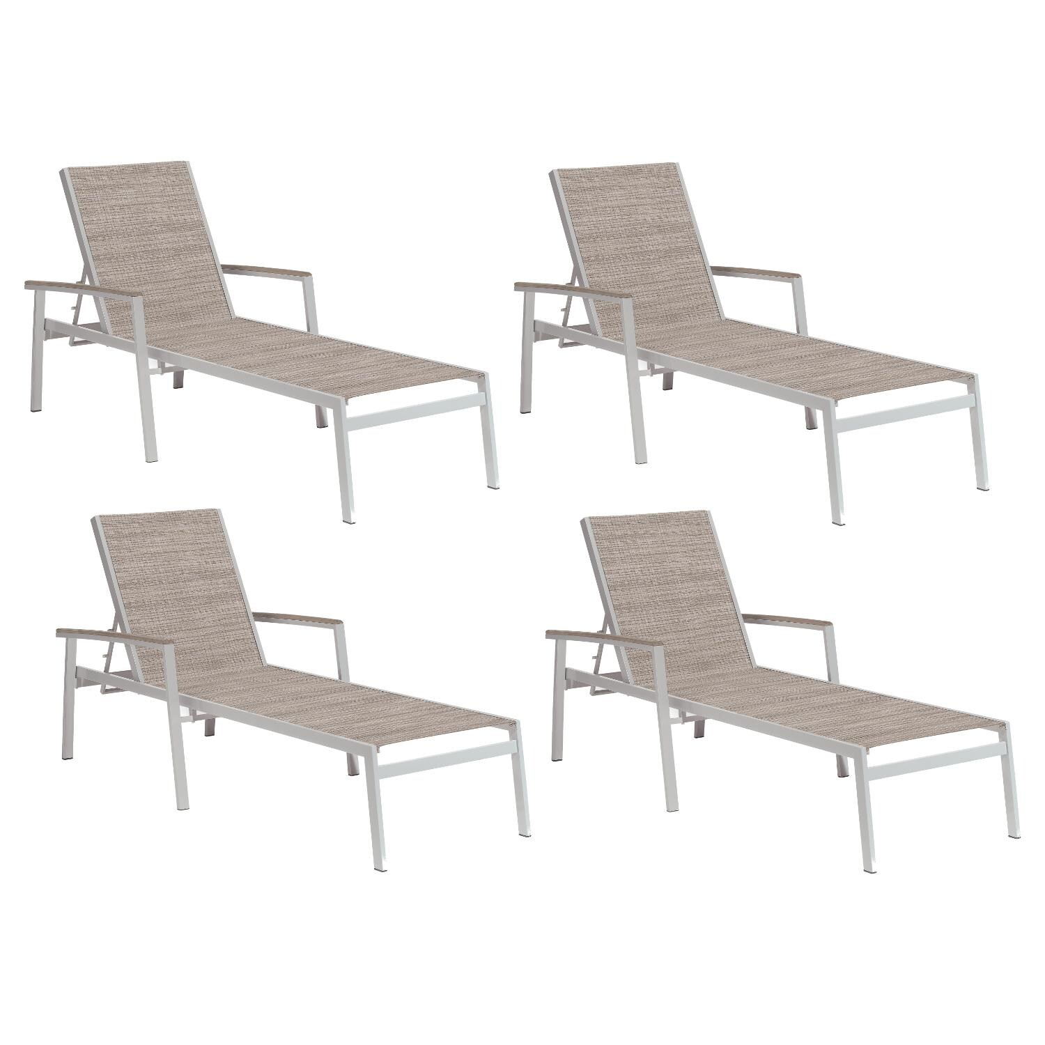 Travira 4 Piece Aluminum Patio Chaise Lounge Set W/ Tekwood Vintage Arm Caps By Oxford Garden