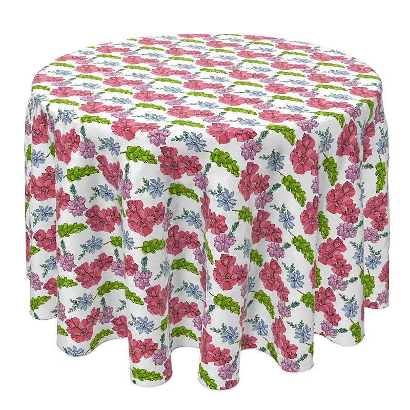 Round Tablecloth， 100% Cotton， 60 Round， Bold Botanicals