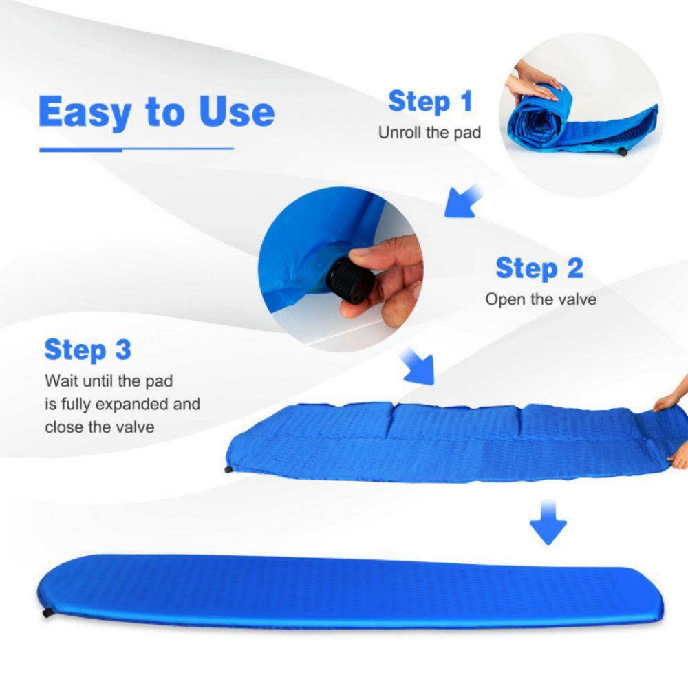 Afoxsos 79 in. L x 26 in. W Light Blue Nylon Outdoor Portable Sleeping Pad Lightweight Sleeping Mat for Hiking Camping HDDB1768