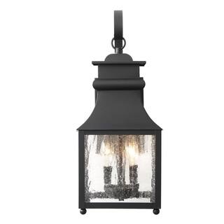 Home Decorators Collection Rainbrook 18 in. 2-Light Matte Black Outdoor Wall Light Fixture with Seeded Glass 13654