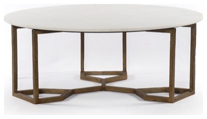 Katniss Coffee Table Raw Brass  Polished White Marble   Transitional   Coffee Tables   by Rustic Home Furniture Deco  Houzz