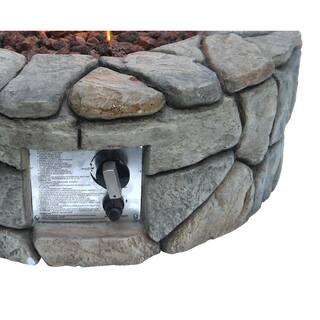 Teamson Home 28 in. Outdoor Round Stone Propane Gas Fire Pit HF09501AA