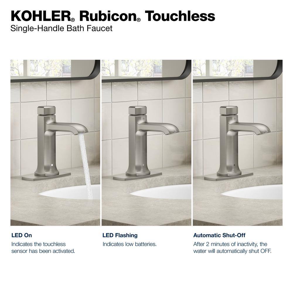 KOHLER Rubicon Battery Powered Touchless Single Hole Bathroom Faucet in Vibrant Brushed Nickel K-R32928-4D-BN