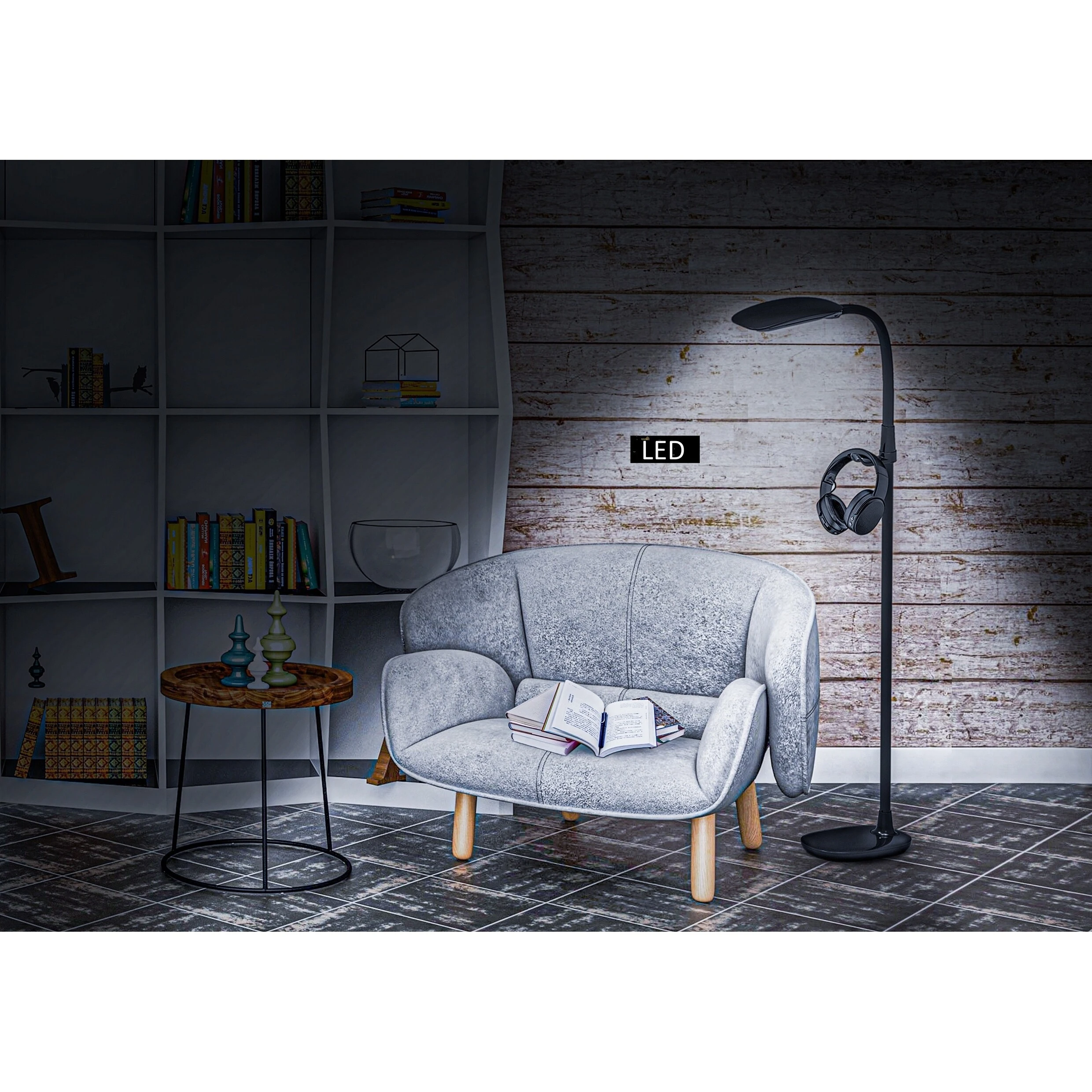 Artiva PRO-Vision Full Spectrum LED Floor Lamp with Accessory Hangers and Reading Magnifier, 62