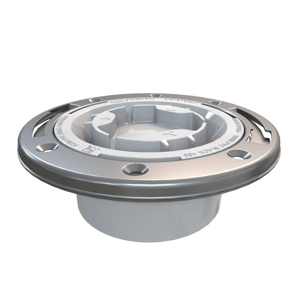 Oatey Fast Set 4 in. PVC Hub Spigot Toilet Flange with Test Cap and Stainless Steel Ring 436582