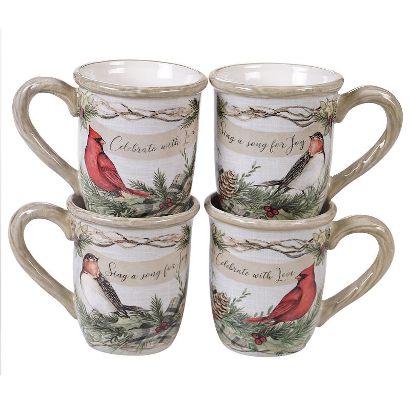 Certified International Holly and Ivy 4-pc. Mug Set