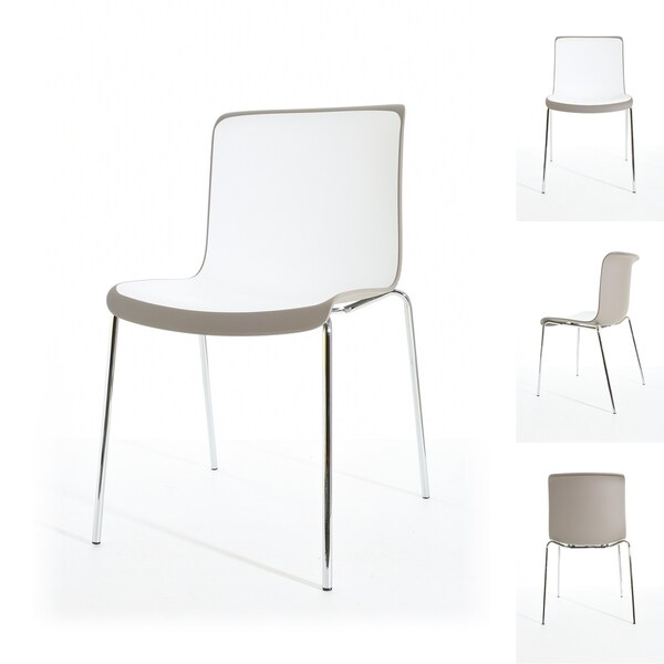 Enrik Modern Two-Toned Polypropylene Dining Chair with Metal Legs (set of 2)