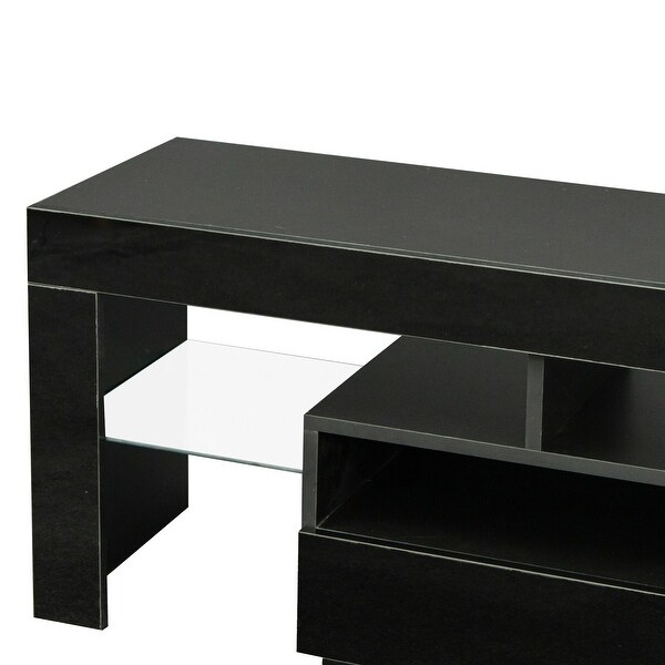 63''L RGB LED Lights TV Stand with 2 Drawerand7 Shelves for 61 in and Up