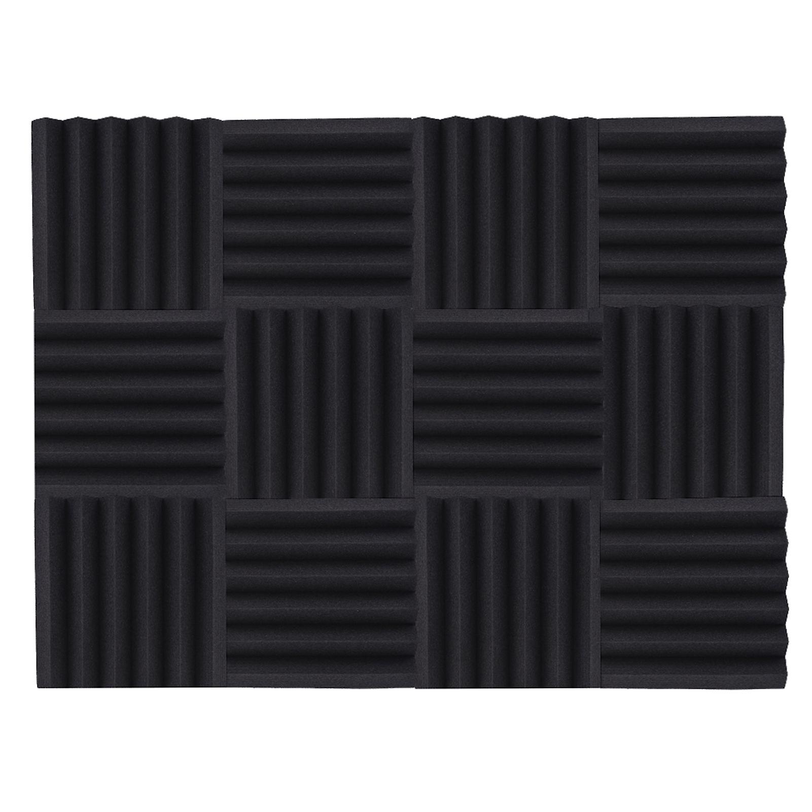 12 Pack Studio Acoustic Foams Sponge Panels Tiles Absorption Sound Insulation Foam Triangle Flame-retardant High Density 30 * 30cm / 12 * 12in Blackandr