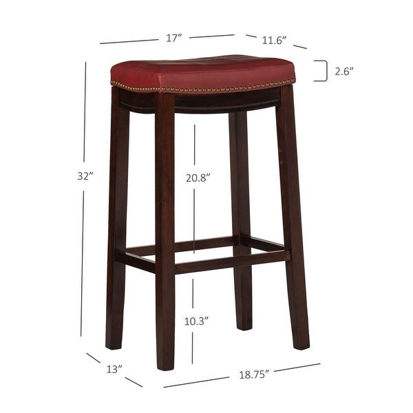 Copper Grove Willamette Backless Red Faux Leather Bar Stool