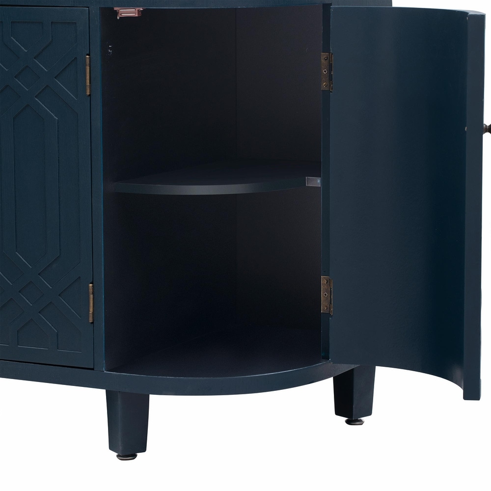 Curved Design Storage Cabinet with Fraxinus Mandschuric Solid Wood Veneer  Four Doors