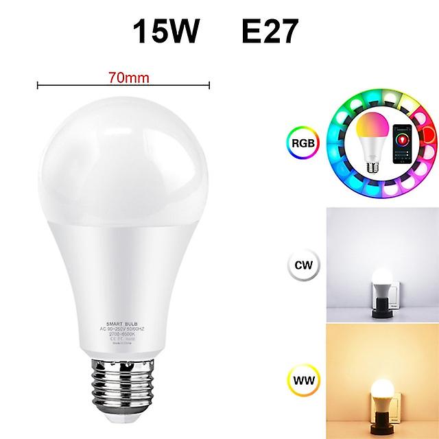 Wifi Smart Home Light Bulb， E27 Rgb Led Lamp Dimmable With Smart Life App， Voice Control For Google Home， Alexa